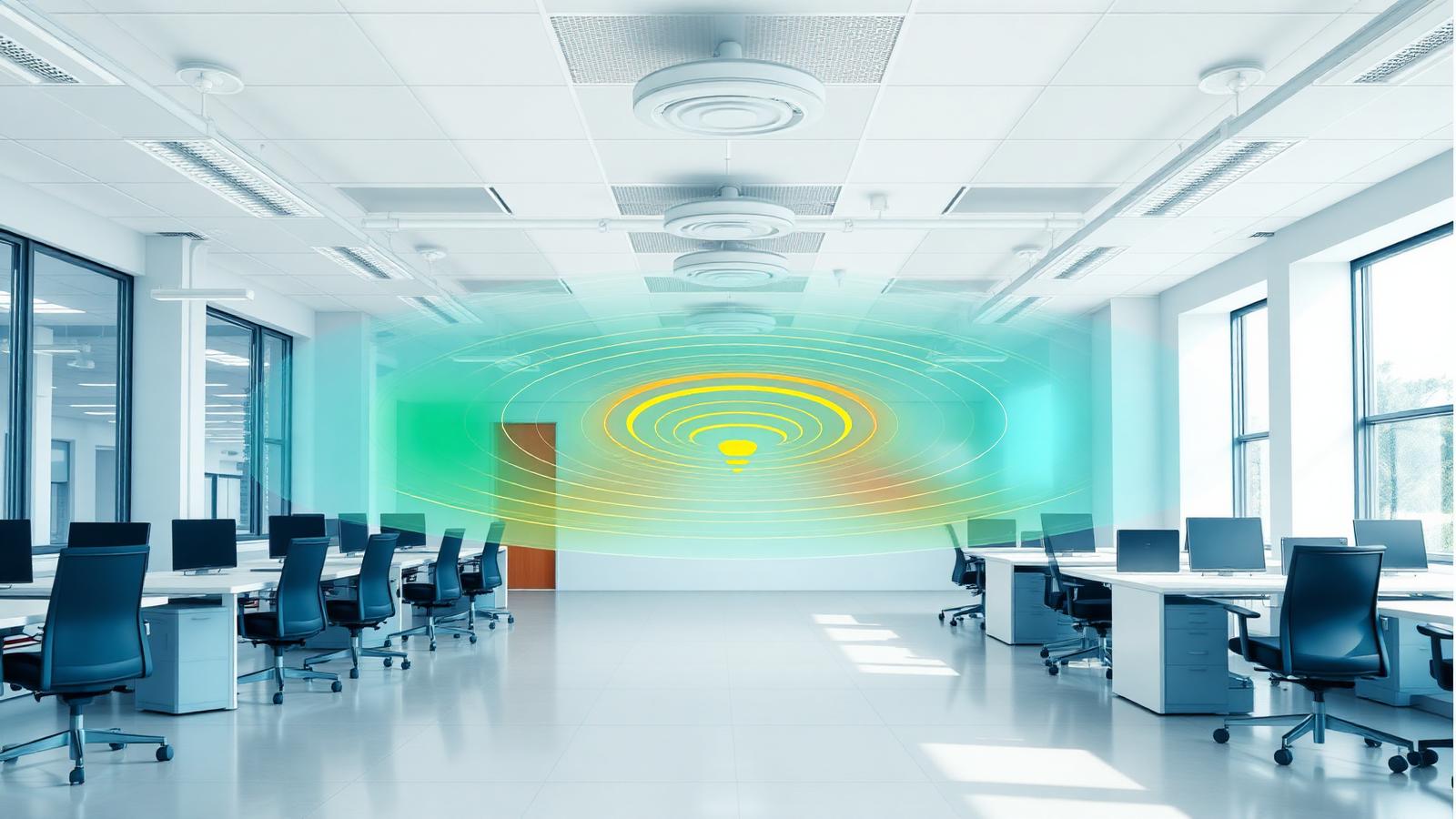 Cartographie de couverture WiFi (heatmap) dans un bureau professionnel